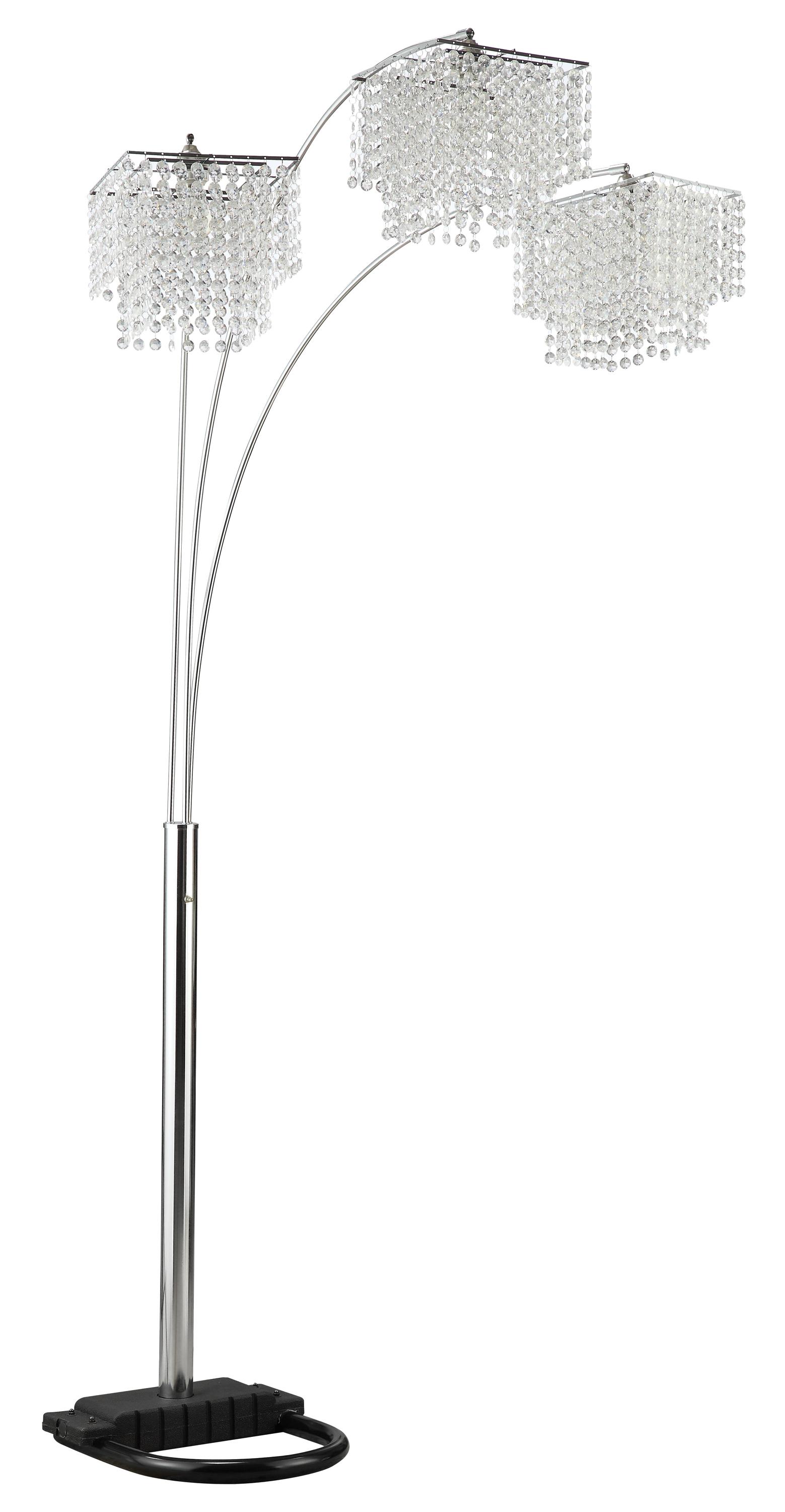 Coaster arc floor lamp store with poly crystal shades